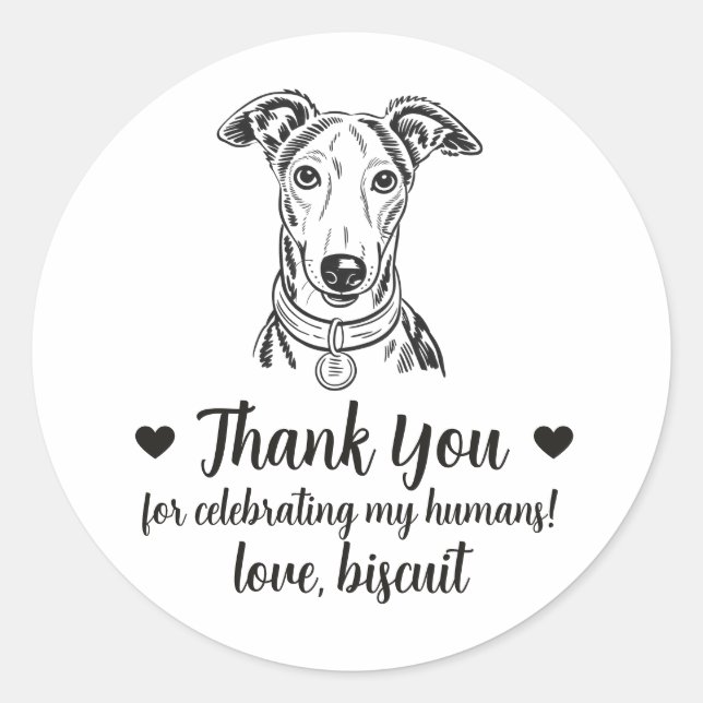Custom Greyhound Dog Wedding Favor Stickers (Front)