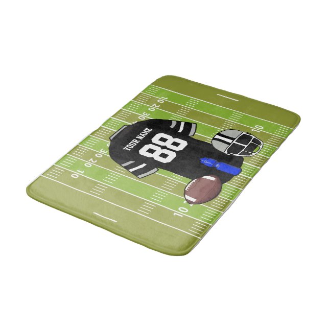 Custom Grid iron Football Jersey on Field Bath Mat (Angled)