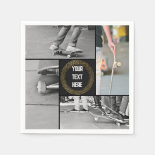 Custom Grid photo collage and text teen boy Napkins
