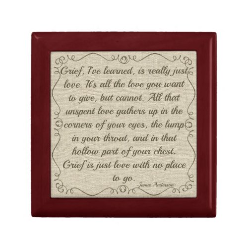 Custom Grief Is Love Quote Gift Box