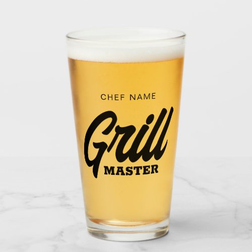 Custom Grill Master beer glass for BBQ chef