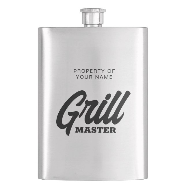 Custom Grill Master drink flask for BBQ chef (Front)