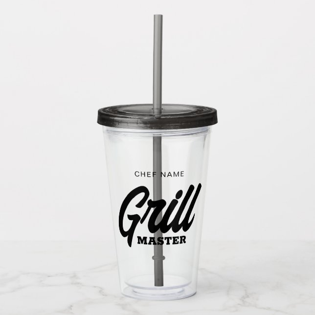 Custom Grill Master tumbler cup for BBQ chef (Front)