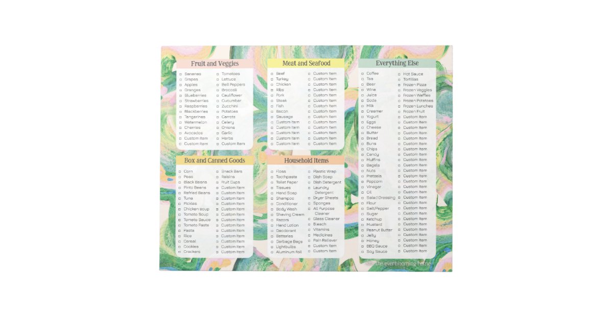 Custom Grocery List Notepad, Personal Stationery Notepad Zazzle