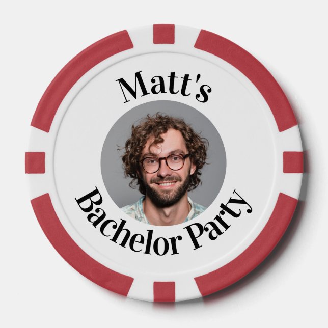 Custom Groom Face Bachelor Party Poker Chips (Front)