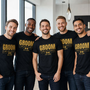 Custom Groom Forever Starts Wedding Date Gold T-Shirt