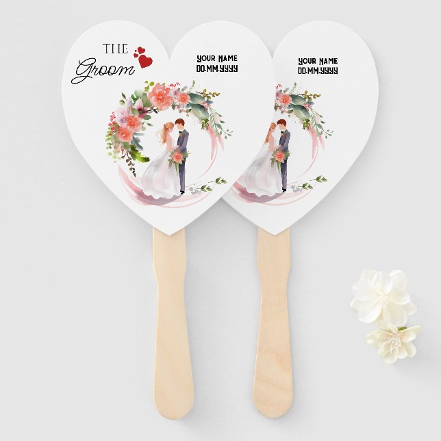 Custom Groom: Keep Your Guests Cool in Style Hand Fan (Front and Back)