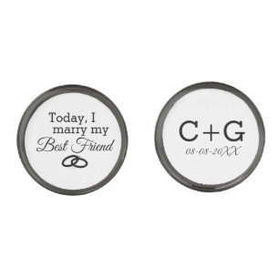 Custom Groom Marry my Best Friend Monogram Wedding Cufflinks
