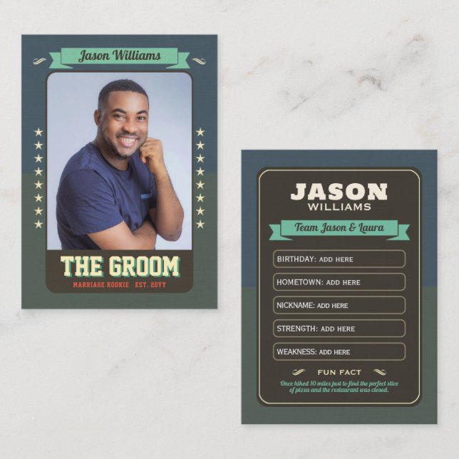 Custom Groom Trading Cars, Fun Wedding Favor Groom Calling Card (Front/Back)