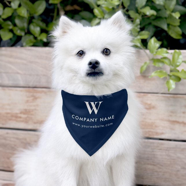 Custom Grooming Business Monogram Dog Cat Blue Pet Bandana Collar (Dog)