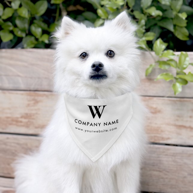 Custom Grooming Business Monogram Dog Cat White Pet Bandana Collar (Dog)
