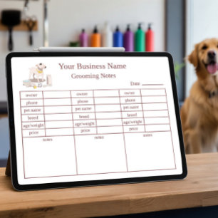 Custom Grooming Notes Pet Salon Template Poster