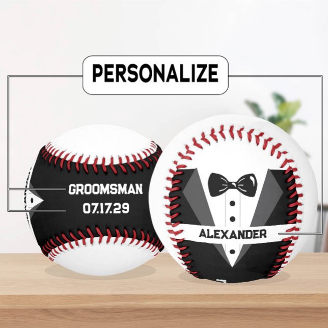 Custom Groomsman Baseball – Personalized Text (Creator Uploaded)