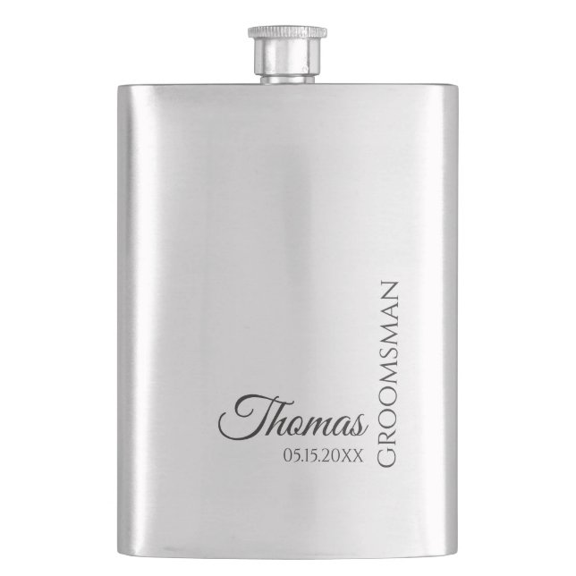 Custom Groomsman Best Man Wedding Monogram Flask (Front)