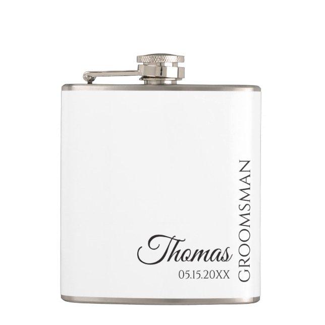 Custom Groomsman Best Man Wedding Monogram Flask (Front)