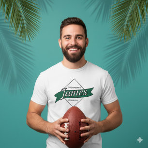 Custom Groomsman James Vintage Green Ribbon Script T-Shirt