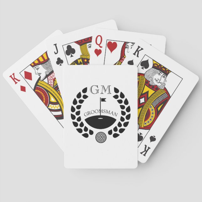 Custom Groomsman Monogram Name Poker Cards (Back)