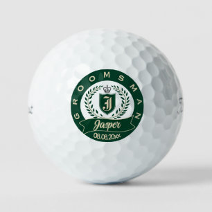 Custom Groomsman Name & Date Laurel Wreath Golf Balls