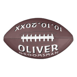 Custom Groomsman Name Wedding Date Keepsake Football