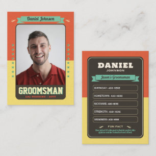 Custom Groomsman Trading Card, Fun Best Man  Calling Card