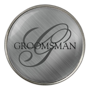 Custom Groomsmen Brushed Silver Golf Ball Marker