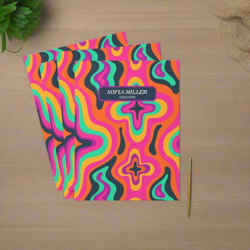 Custom Groovy Coloful Retro Rainbow Boho Abstract Pocket Folder