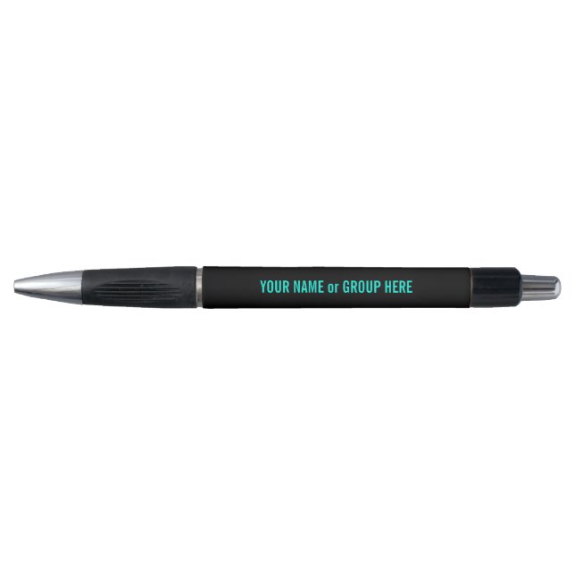 Custom Group Name & Text Promotional Black Pen (Front)