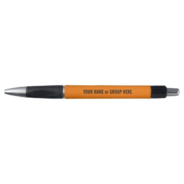 Custom Group Name & Text Promotional Orange Pen (Front)