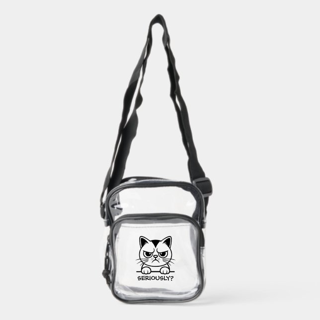 Custom Grumpy Cat Clear Crossbody Bag (Front)