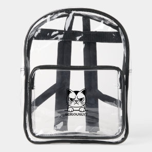 Custom Grumpy Cat Clear Stadium Backpack