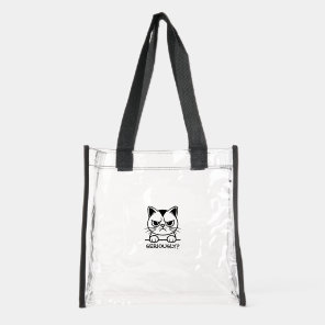 Custom Grumpy Cat Clear Stadium Tote Bag