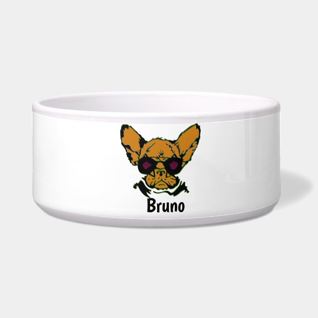 Custom Grumpy Pet Name Photo Personalized Food Bowl (Front)