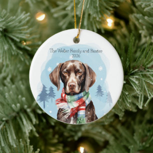 Custom GSP German Shorthaired Pointer Family Ceramic Ornament