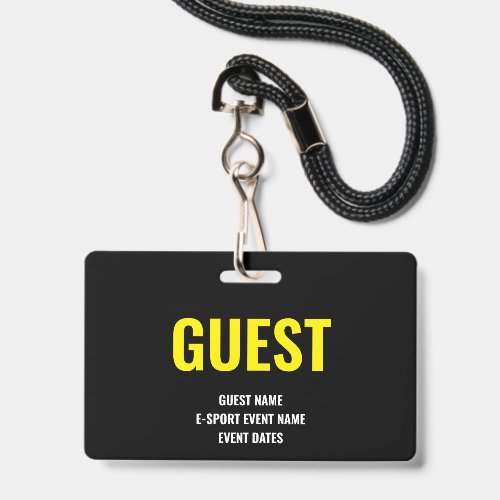 Custom Guest Access Minimalist E-Sport Yellow Badge