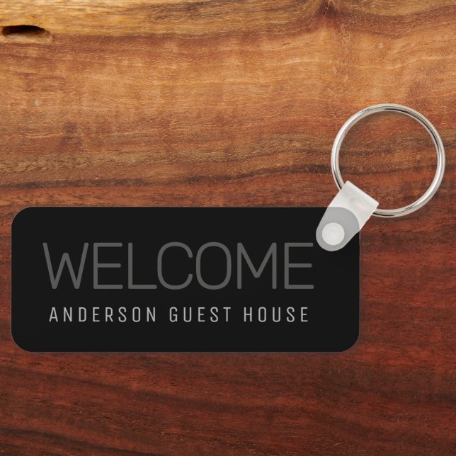 Custom Guest House Room with Phone Number  Keychain (Front)