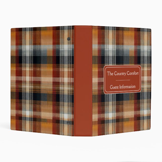 Custom Guest Information Gingham Vacation Rentals Mini Binder (Background)
