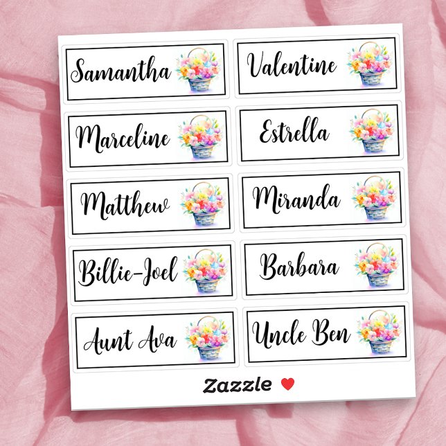 Custom Guest List 10 Names Calligraphy Bouquet Sticker (Creator Uploaded)