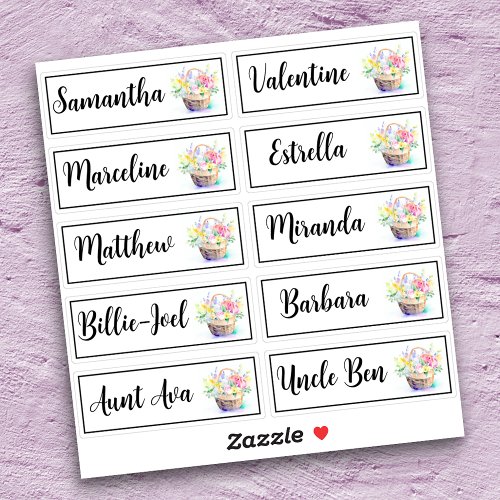 Custom Guest List 10 Names Flower Bouquet Basket Sticker