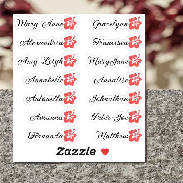 Custom Guest List 14 Names Calligraphy Hawaii Cute Sticker (Creator Uploaded)