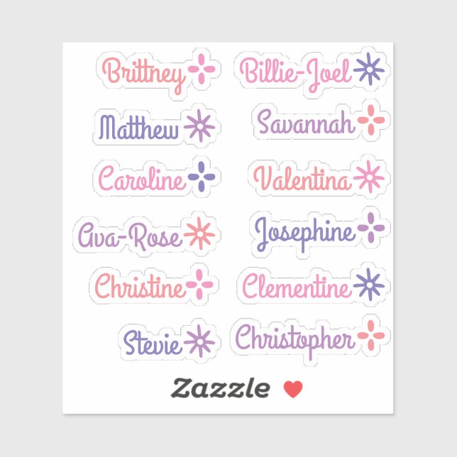 Custom Guest List Names Cute Stars Handlettering  Sticker (Sheet)