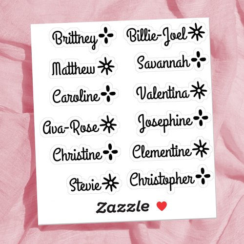 Custom Guest List Names Cute Stars Handlettering  Sticker