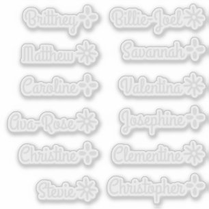 Custom Guest List Names Cute Stars Light Gray Sticker