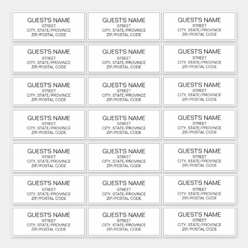 Custom Guests Address Labels Black And White