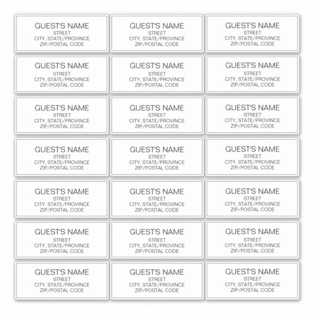 Custom Guests Address Labels Black And White (Front)