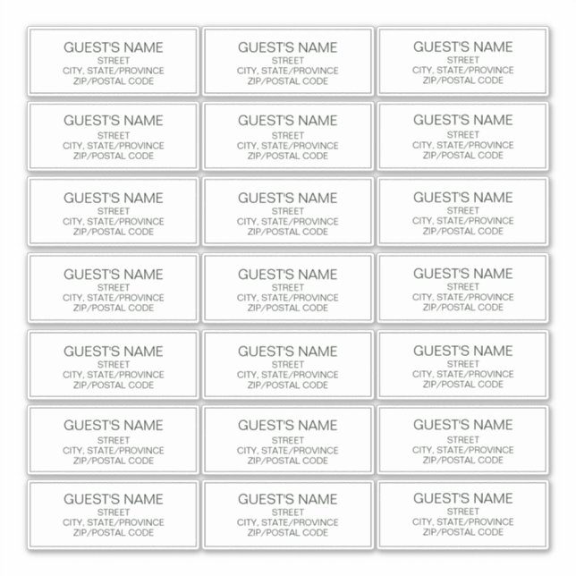 Custom Guests Address Labels Dark Green (Front)