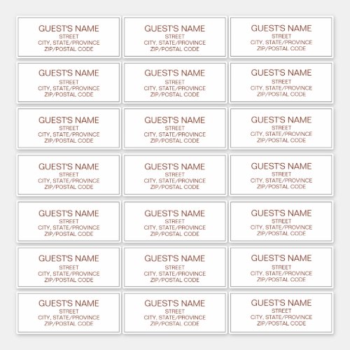 Custom Guests Address Labels TerracottaBrown