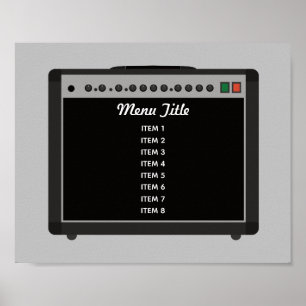 Custom Guitar Amplifier Rock and Roll Menu Poster