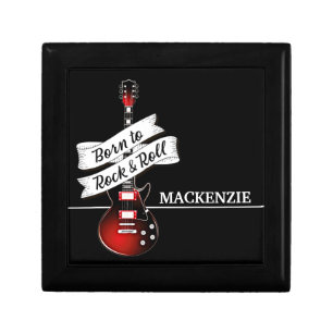Custom Guitar Born to Rock & Roll Music Keepsake Gift Box