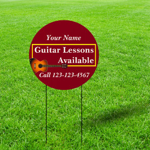 Custom guitar lessons yard sign Doublesided print