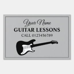 Custom guitar lessons yard sign for music teacher
